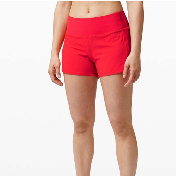 Lululemon Speed Up Short Long *4" Updated Fit Mid Rise Carnation Red Size 4 Tall - Picture 1 of 16